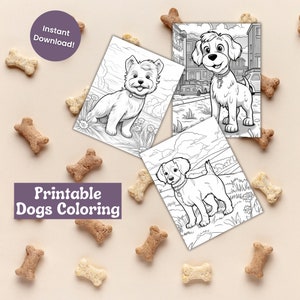 Printable Dog Coloring Pages, 85 Cute Pictures, Instant Download PDF - Etsy