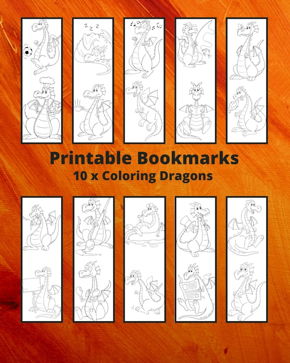 Printable Kids Coloring Dragon Bookmarks Instant Download PDF - Etsy