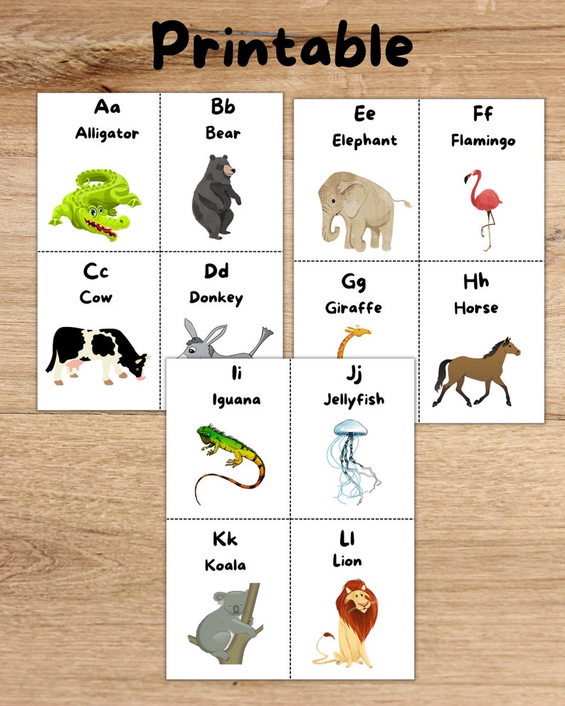 Printable A Z Alphabet Flash Cards ABC Cards Educational - Etsy