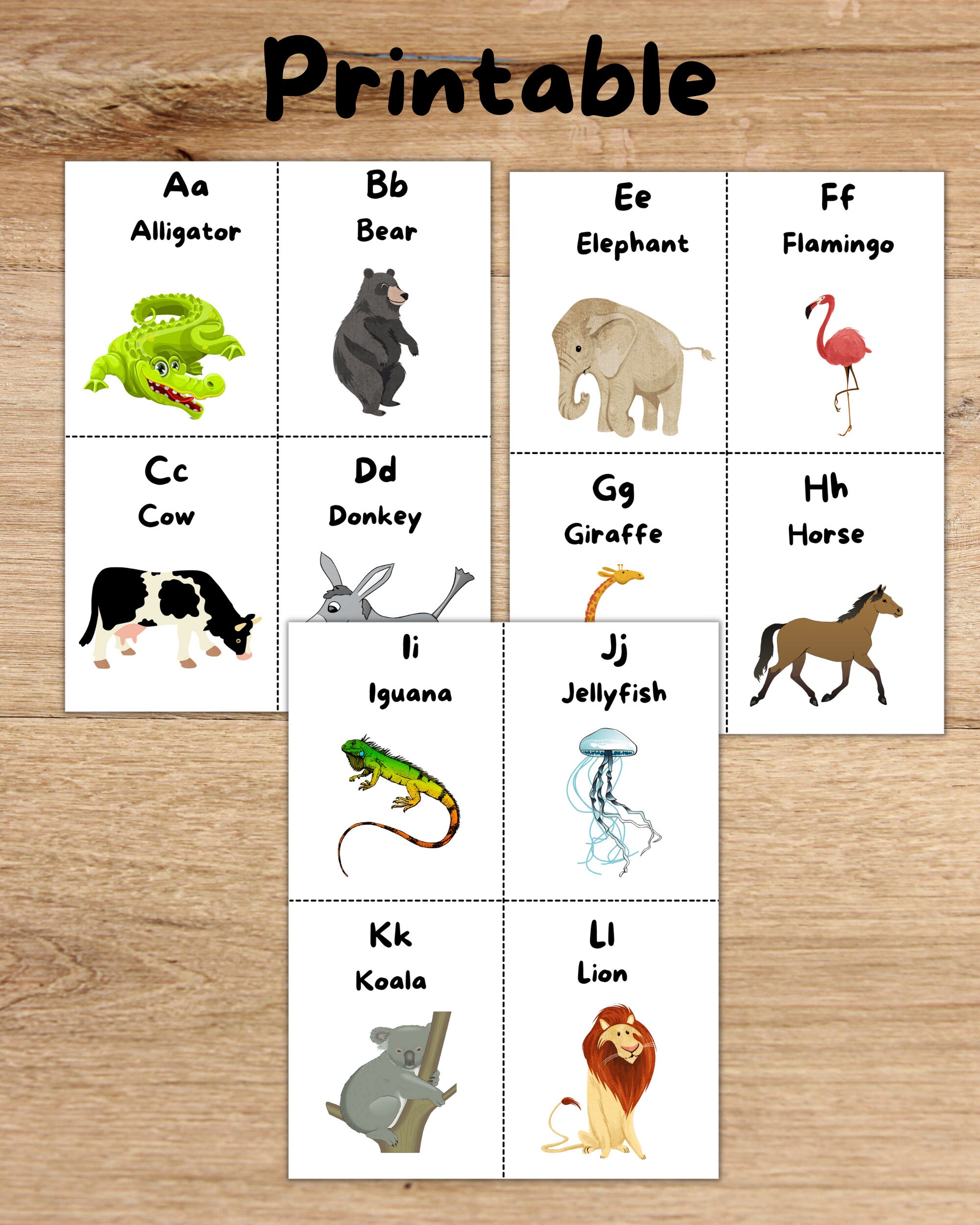 Printable A - Z Alphabet Flash Cards, ABC Cards, Educational Instant ...