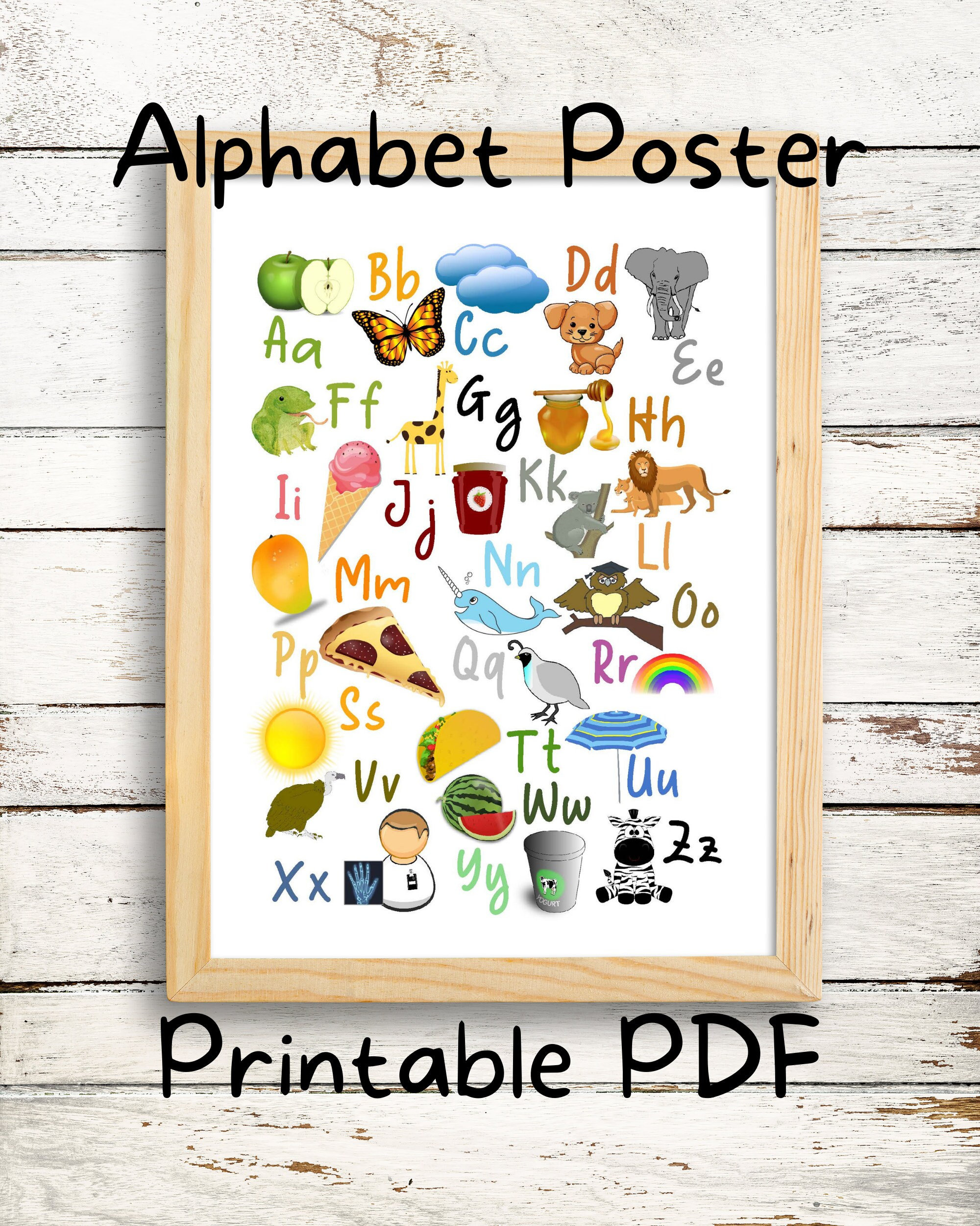 Printable Alphabet Chart, ABC Poster, Educational Instant Download PDF ...
