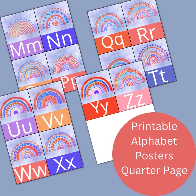 Printable Alphabet Posters, Educational Instant Download PDF, Full Page ...