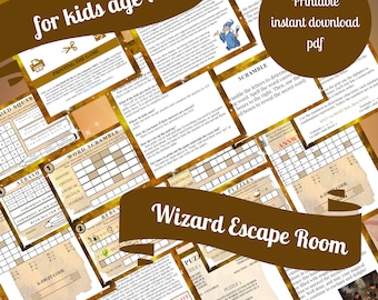 Printable Wizard Escape Room for Kids, DIY Escape Game Kit, Instant Download PDF, Ages 7+