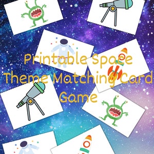 Printable Matching Card Game, Space Theme, Memory Card Game ...