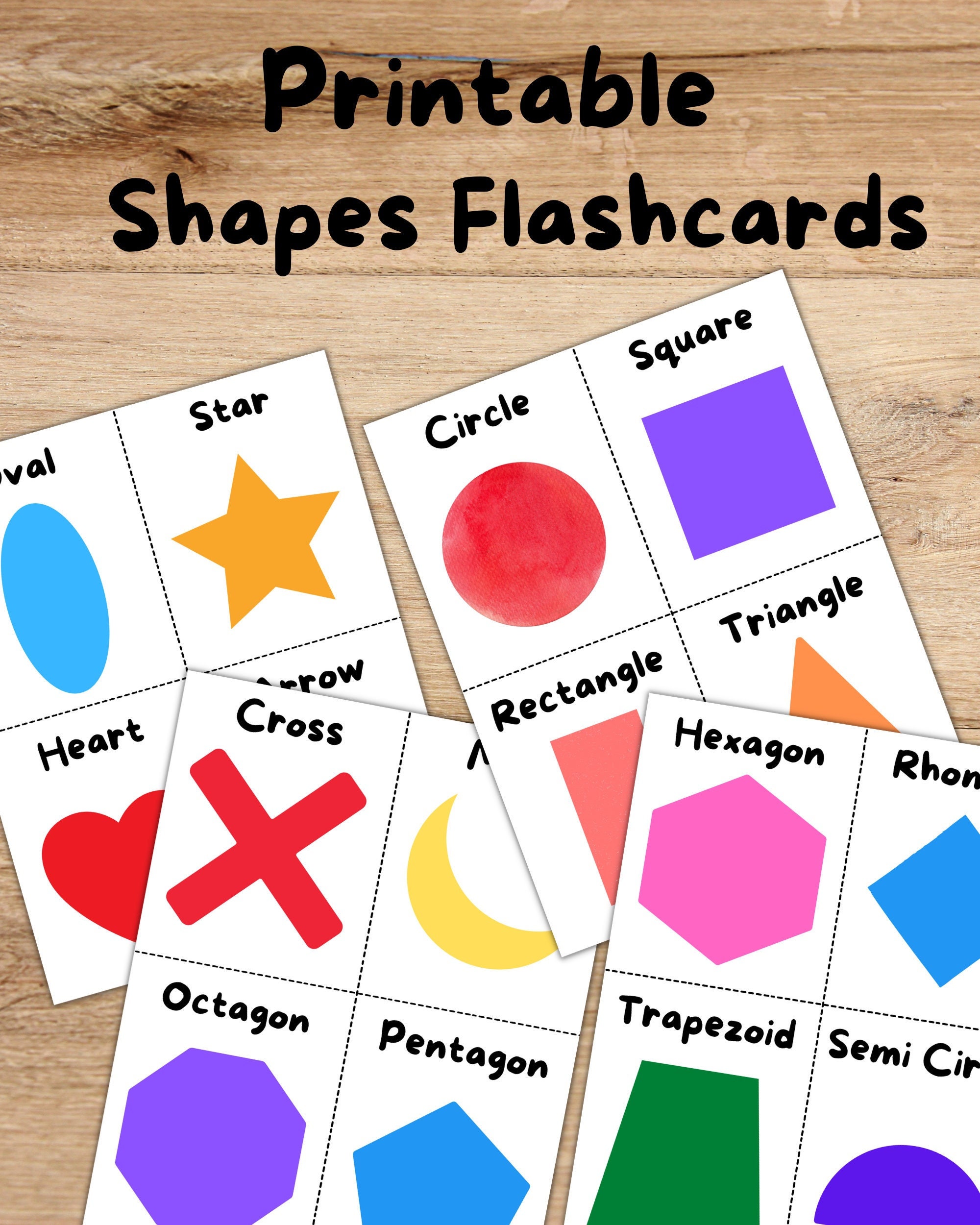 Printable Shape Flashcards Set of 12 Instant Download -  Portugal