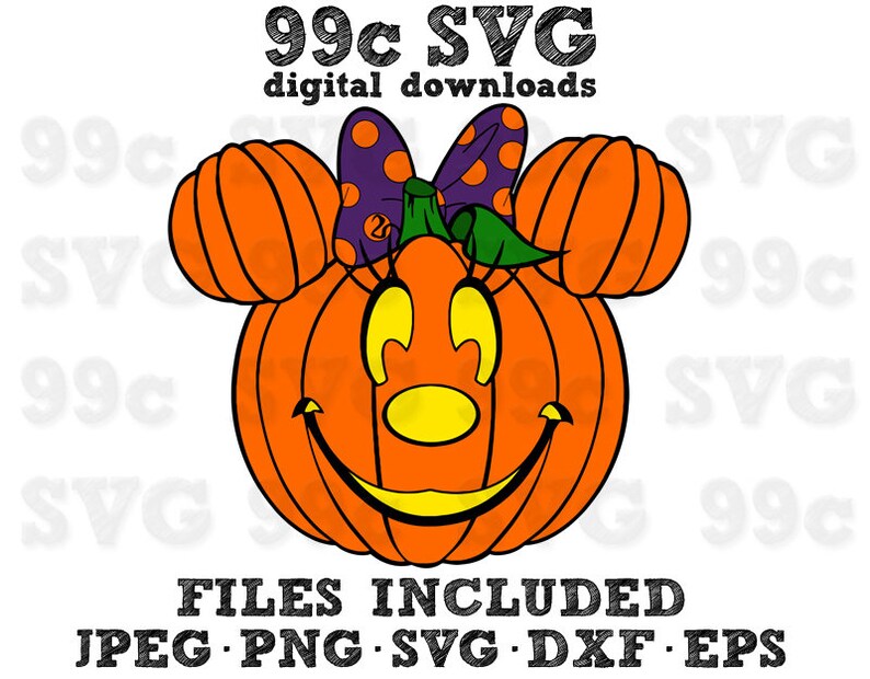 Download Minnie Mouse Pumpkin with Bow SVG DXF Png Vector Cut File ...