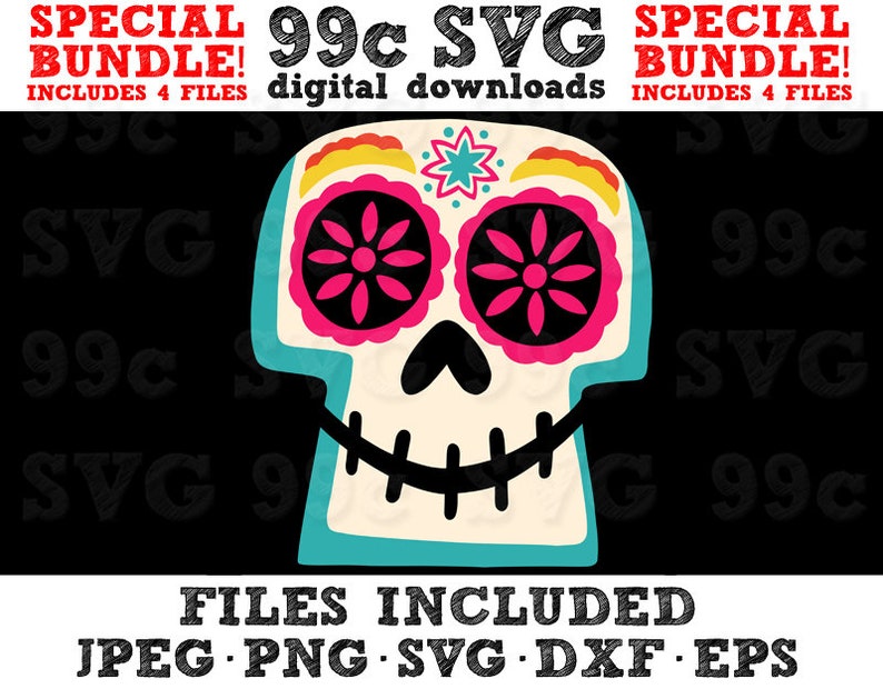 Download Coco Sugar Skulls BUNDLE SVG DXF Png Vector Cut File ...