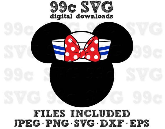 Minnie Head Disney Cruise Logo Svg Dxf Png Vector Cut File Etsy