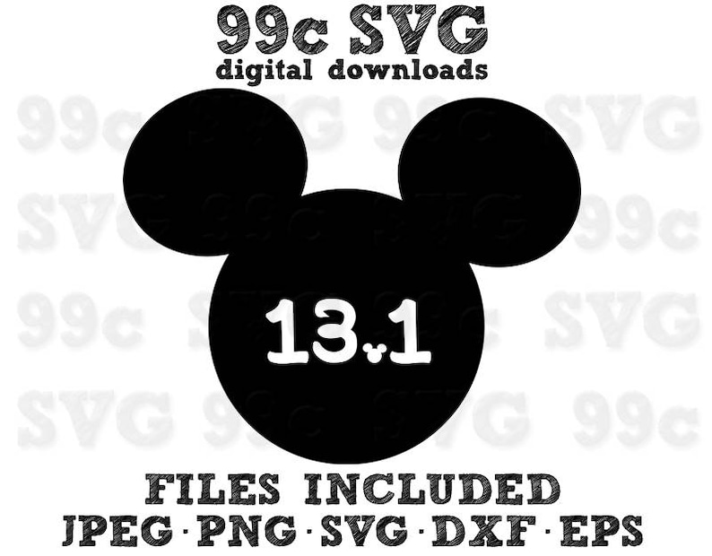 Download Run Disney 13.1 Mickey Head SVG DXF Png Vector Cut File ...