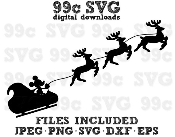 Download Xmas Mickey Santa Sleigh Disney Svg Dxf Png Vector Cut File Etsy PSD Mockup Templates