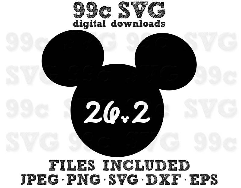 Download Run Disney 26.2 Mickey Head SVG DXF Png Vector Cut File ...
