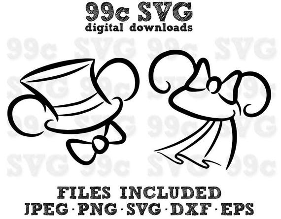 Bride Groom Mickey Minnie Svg Dxf Png Vector Cut File Cricut Etsy