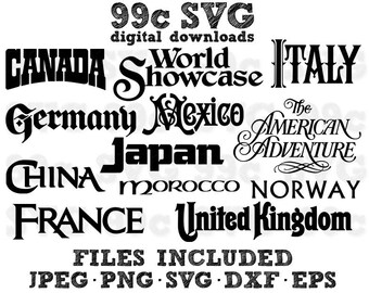Epcot Center Showcase Disneyworld Logo SVG DXF Png Vector Cut File Cricut Design Silhouette Vinyl Decal Stencil Template Heat Transfer Iron