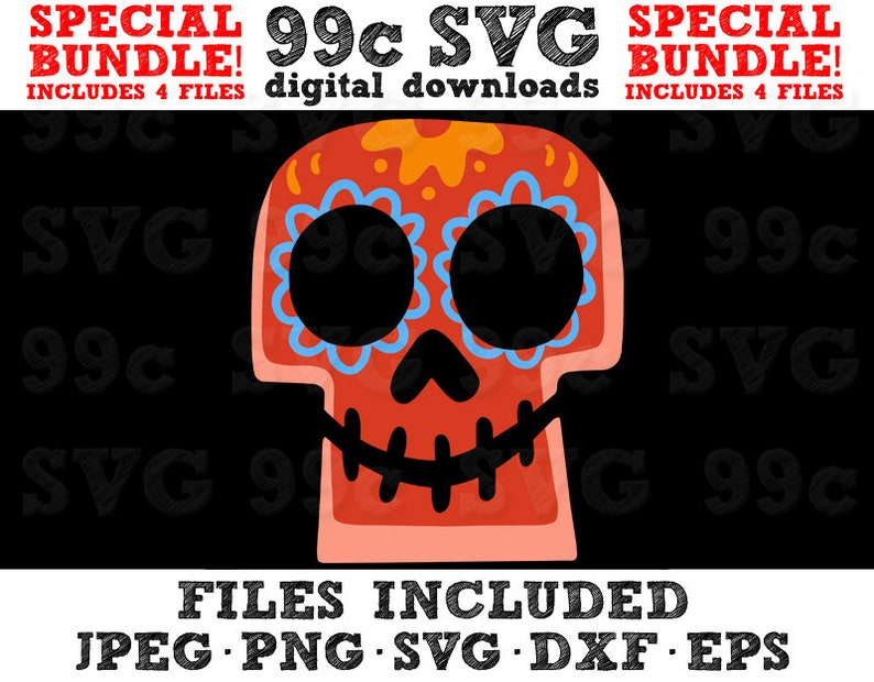 Coco Sugar Skulls BUNDLE SVG DXF Png Vector Cut File Cricut | Etsy