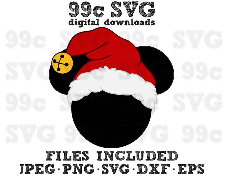 Download Mickey Xmas Santa Hat Christmas SVG DXF Png Vector Cut ...