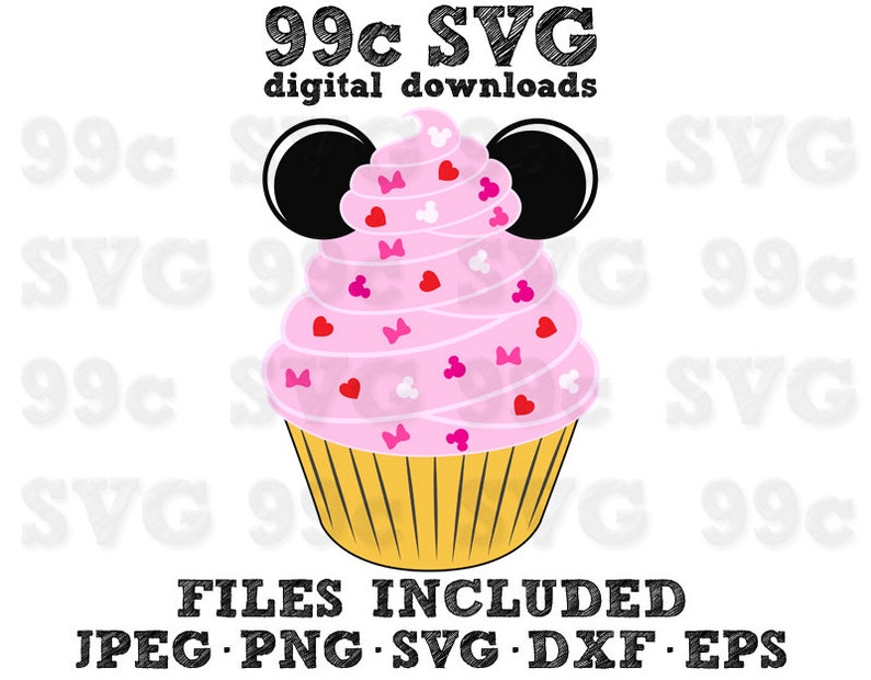 Download Mickey Valentines Heart Cupcake SVG DXF Png Vector Cut ...