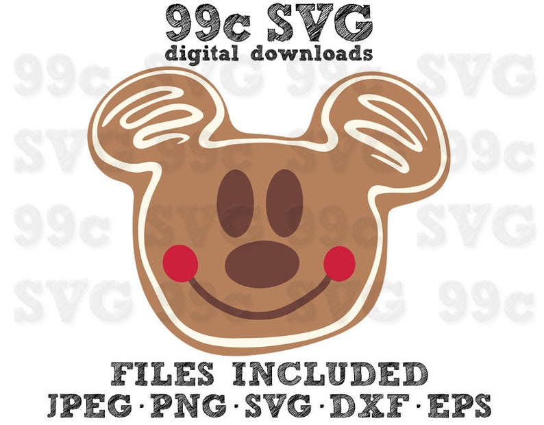 Download Gingerbread Mickey Cookie Face D-lish X-mas Food SVG DXF ...