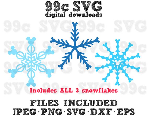 Download Free Mickey Snowflakes 3 Pack Svg Dxf Png Vector Cut File Cricut Etsy SVG Cut Files
