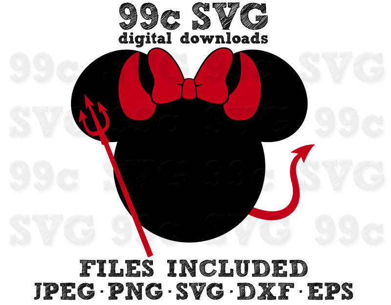Download Minnie Mouse Halloween Devil SVG DXF Png Vector Cut File ...