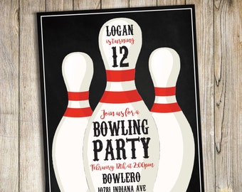 Bowling Party Einladung Geburtstag / Bowling Party Einladung / Personalisierte Digitale Datei