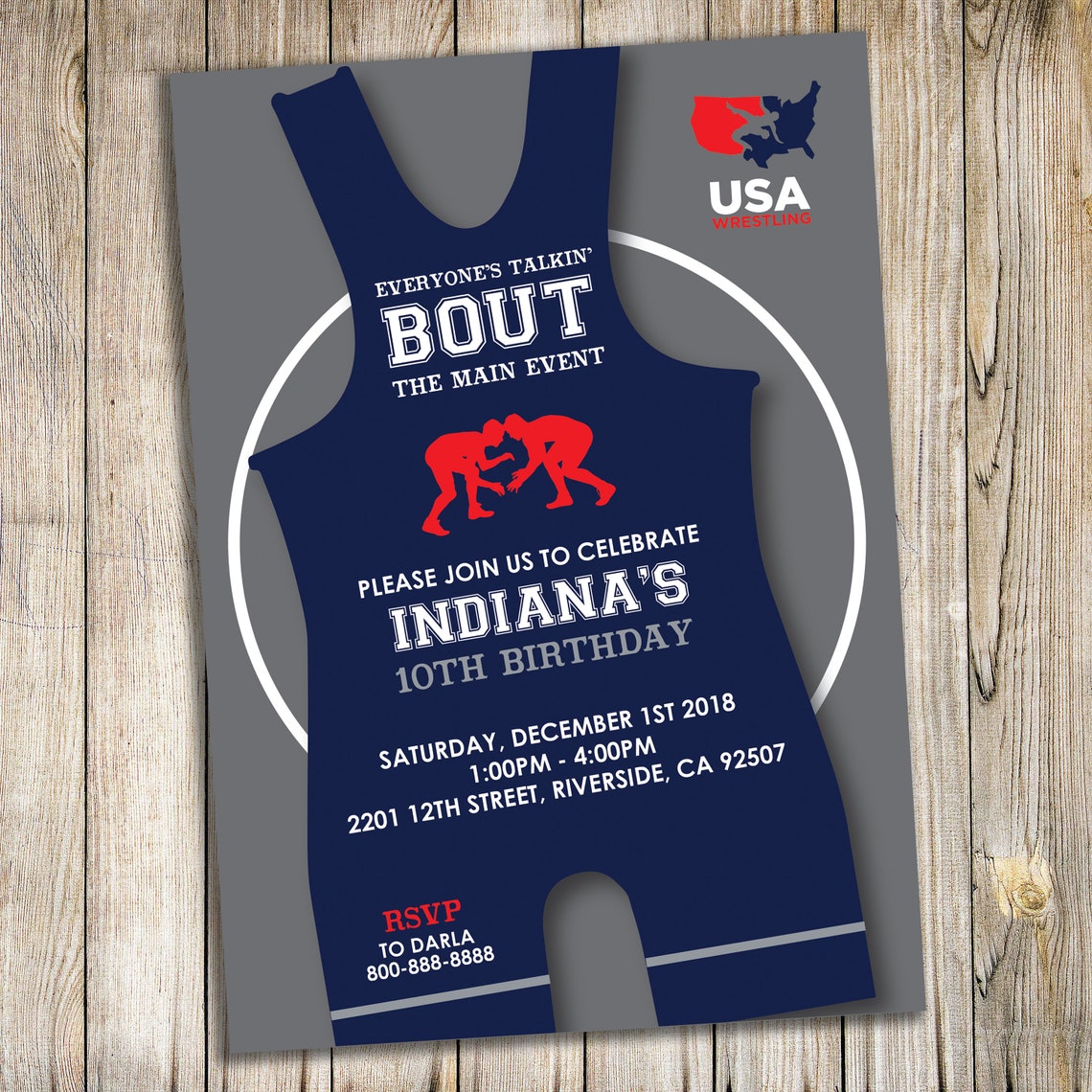 Wrestling Birthday Party Invitation / Sports Birthday Party Etsy
