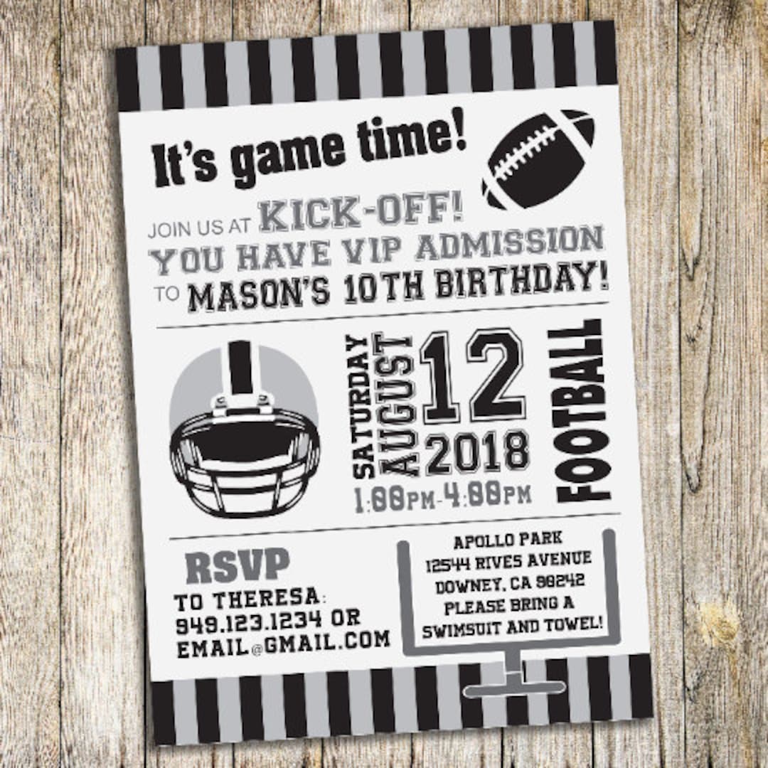 Las Vegas Raiders Football Birthday Party Invitation / Invite