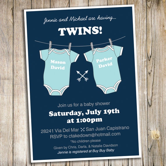 TWINS Baby Shower Invitation Twin Girls Baby Shower Invite DIY Printable Download