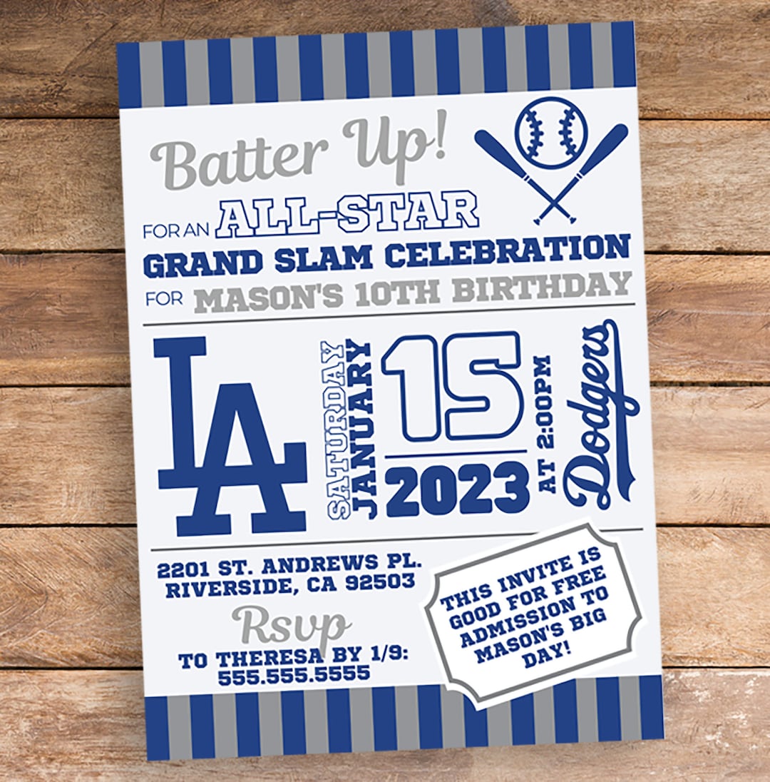 Instant Digital Download, Dodgers Theme Birthday Party Invitation, LA Instant Digital Download, Dodgers Theme Birthday Party Invitation, LA
