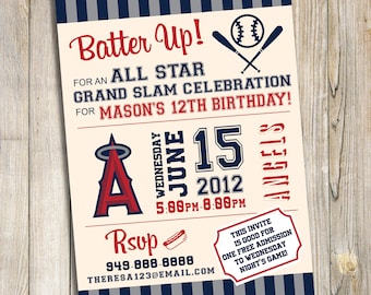 Angels Baseball Verjaardagsfeest Uitnodiging DIY Printable Download