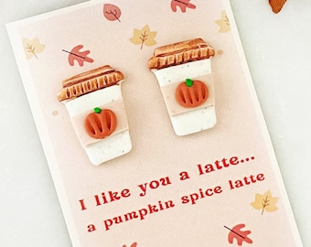 Fall Coffee Earrings, Pumpkin Spice Latte Earrings, Maple Earrings,  Oat Milk Latte, Teacher Coffee Lover Gift Best Friend, Gift for Vegan