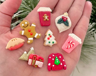 Christmas Stud Hoop Earrings, build your own stud pack, stocking stuffer, gingerbread, peppermint, mistletoe, ugly Sweater, Christmas cookie