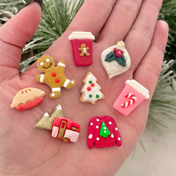 Christmas Stud Hoop Earrings, build your own stud pack, stocking stuffer, gingerbread, peppermint, mistletoe, ugly Sweater, Christmas cookie