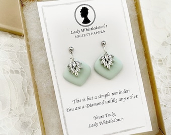 Bridgerton Gift, Bridgerton Diamond, Bridgerton Jewelry, Lady Whistledown, Kate Edwina Sharma, Daphne, Blue and Diamond Earrings