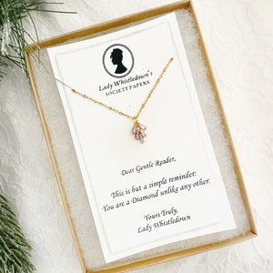 Bridgerton Gift, Bridgerton Diamond, Bridgerton Jewelry, Lady Whistledown, Dainty silver or gold Diamond necklace