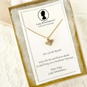 Bridgerton Gift, Bridgerton Bee, Bridgerton Jewelry, Lady Whistledown, Dainty Bee Necklace Personalized, Kate and Anthony, Viscount