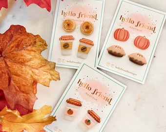 Build Your Own Fall Stud Pack, Cozy Fall Earrings, Pie Earrings, Pumpkin Earrings, Pumpkin Spice Latte, Maple, Coffee Latte Earrings