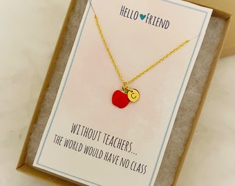 Personalized gift for teacher, graduation gift teacher, Teacher appreciation gift personalized, funny teacher gift, tiny apple necklace