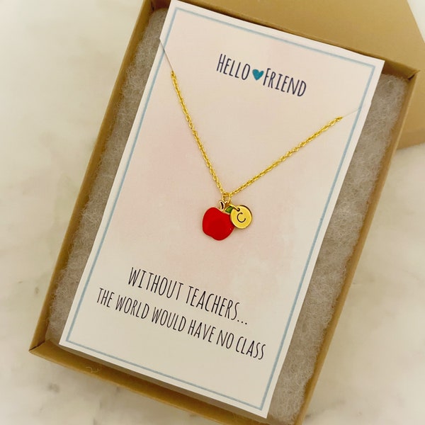 Personalized gift for teacher, graduation gift teacher, Teacher appreciation gift personalized, funny teacher gift, tiny apple necklace