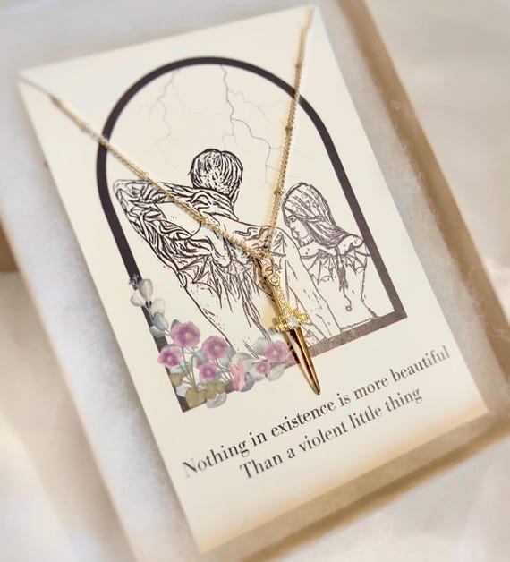 Fourth Wing Gift, Xaden Violence Necklace, Dainty Dagger Necklace, Edgy Jewelry, Layering Necklace, Gift from Xaden, BookTok, Romantasy Gift