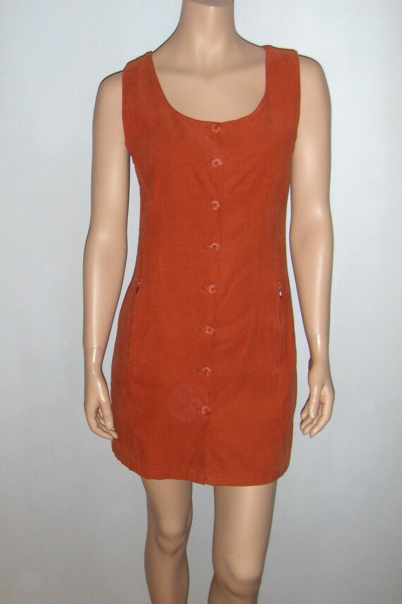 burnt orange corduroy dress