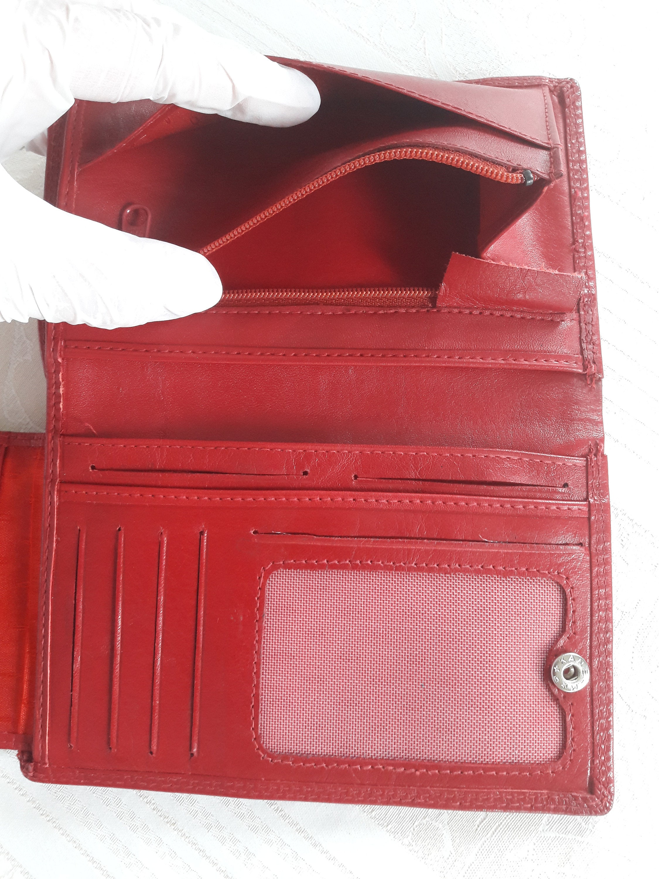 Swedish dark red leather vintage wallet/ 4U bifold unisex Etsy