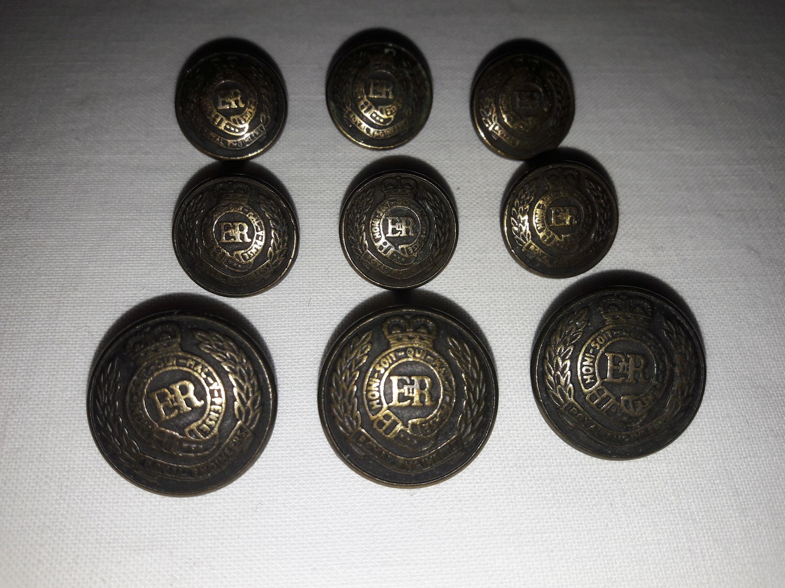 Royal Engineers 9 vintage buttons/ Set of brass buttons/ Honi | Etsy