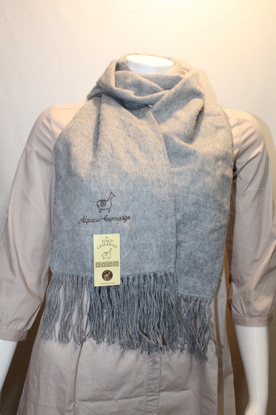 Alpaca Camargo vintage unisex scarf made in Peru/