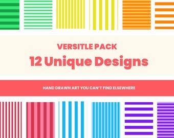 Rainbow Color Stripes Paper Pack - Digital Crafting Patterns for Journaling - PDF Download