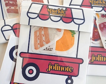Orange Glitter Stickers Fruit Themed Stationery 3 Pack