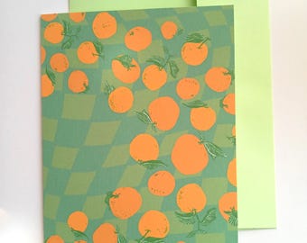 Orange Notecards, Folded Blank Note cards with Envelopes, Handmade