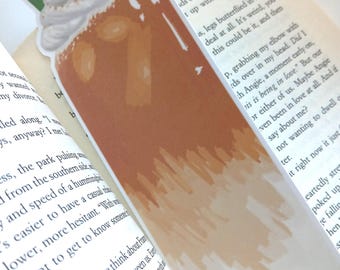 Orange Boba Milk Tea Bookmark for Bookish Girls