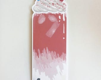 Strawberry Boba Bookmark | Laminated Bookmarker | Gift for Book Lovers | Y2K Reading Accessory | Tapioca Drink