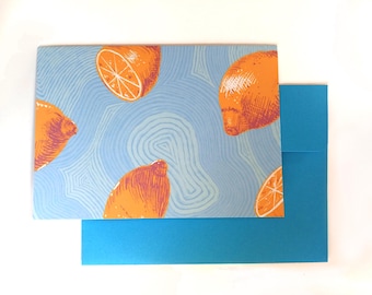 Sour Lemon Notecards, Folded Blank Note cards with Envelopes, Handmade