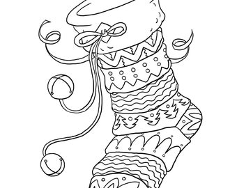 5 Pack Holiday Coloring Pages, Printable Coloring Pages, Holiday Party Activity, Kids Coloring Pages, Holiday Stocking Coloring Pages